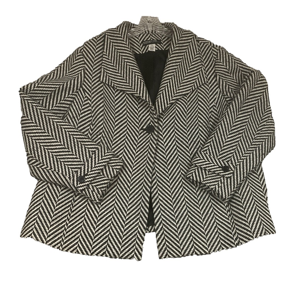 Jones New York 100% Wool Chevron Blazer Women's Sz 3x Quiet Luxury Capsule